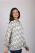 top for women western wear stylish and trending party wear printed Black And White Zigzag Print Long Sleeves Top (OTL-TPS1077)